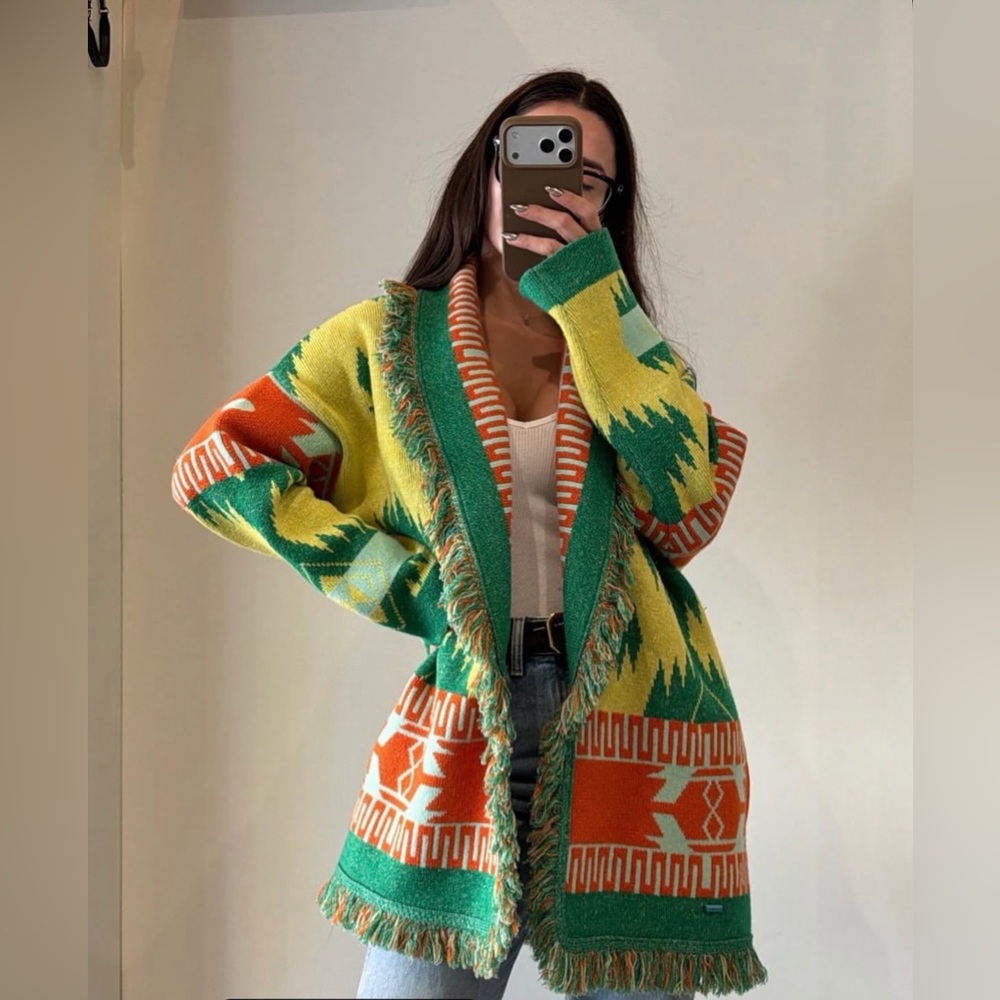 Alanui Colorful Geometric Knit Cardigan